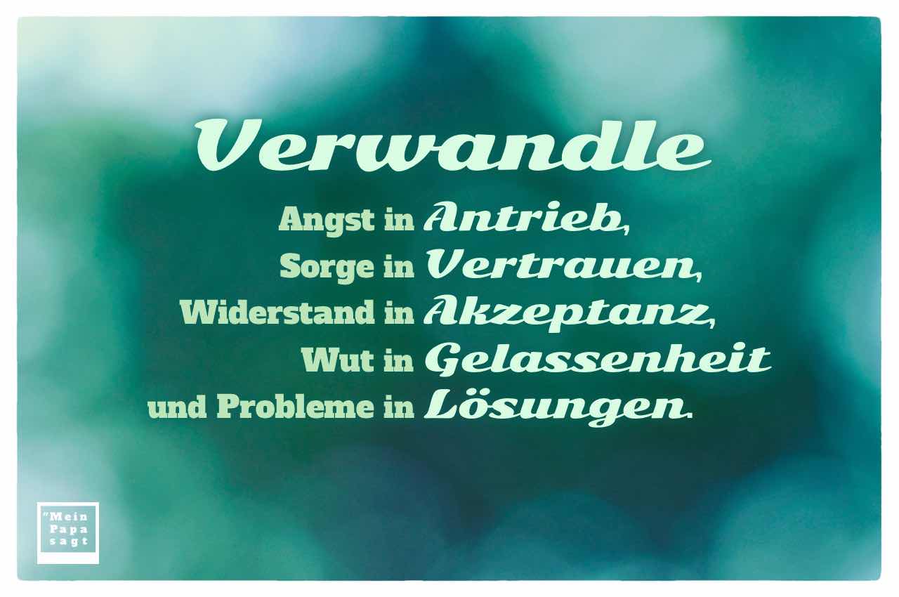 Verwandle Angst In Antrieb Sorge In Vertrauen Widerstand In Akzeptanz