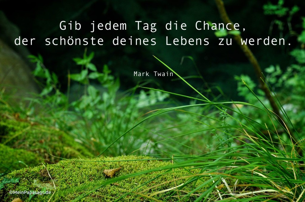 Gib jedem Tag die Chance, der schönste deines Lebens zu werden Twain