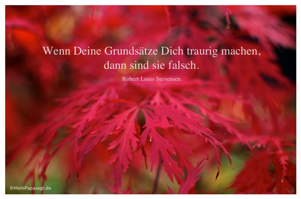 Wenn Deine Grundsätze Dich traurig machen, dann sind sie falsch...