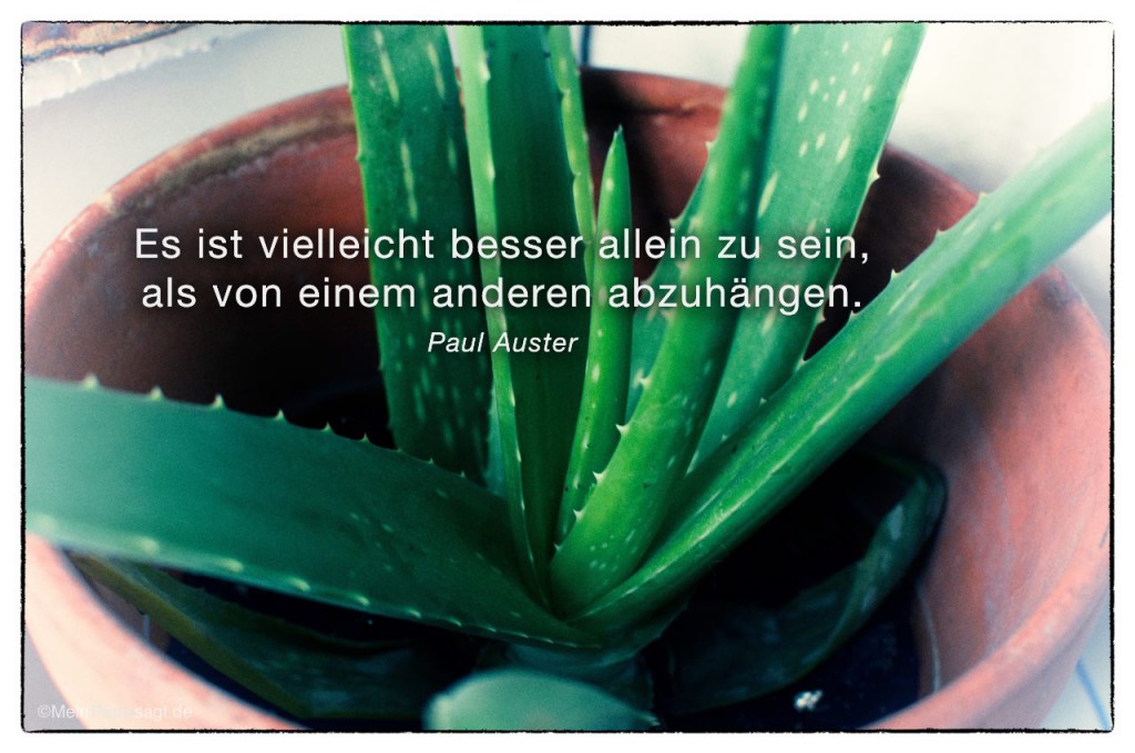 Es ist vielleicht besser allein zu sein, als von einem anderen