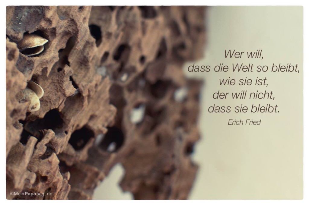 Wer will, dass die Welt so bleibt, wie sie ist, der will nicht, dass
