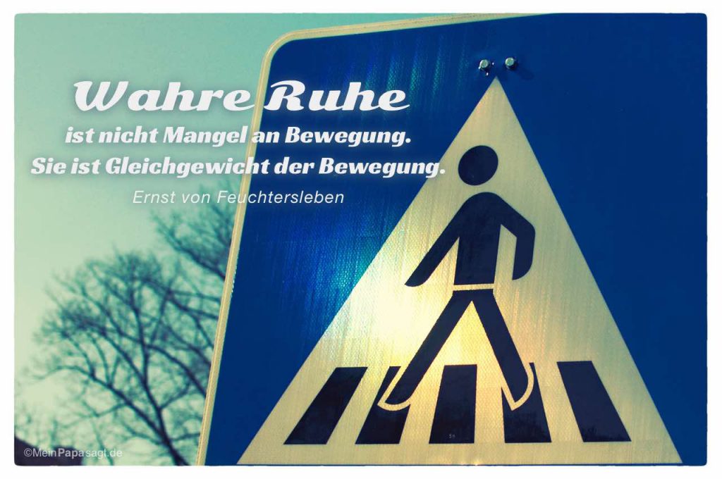 Wahre Ruhe ist nicht Mangel an Bewegung. Sie ist Gleichgewicht der Be...