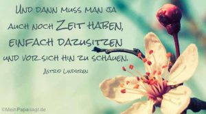 Und dann muss man ja auch noch Zeit haben, einfach dazusitzen und vor