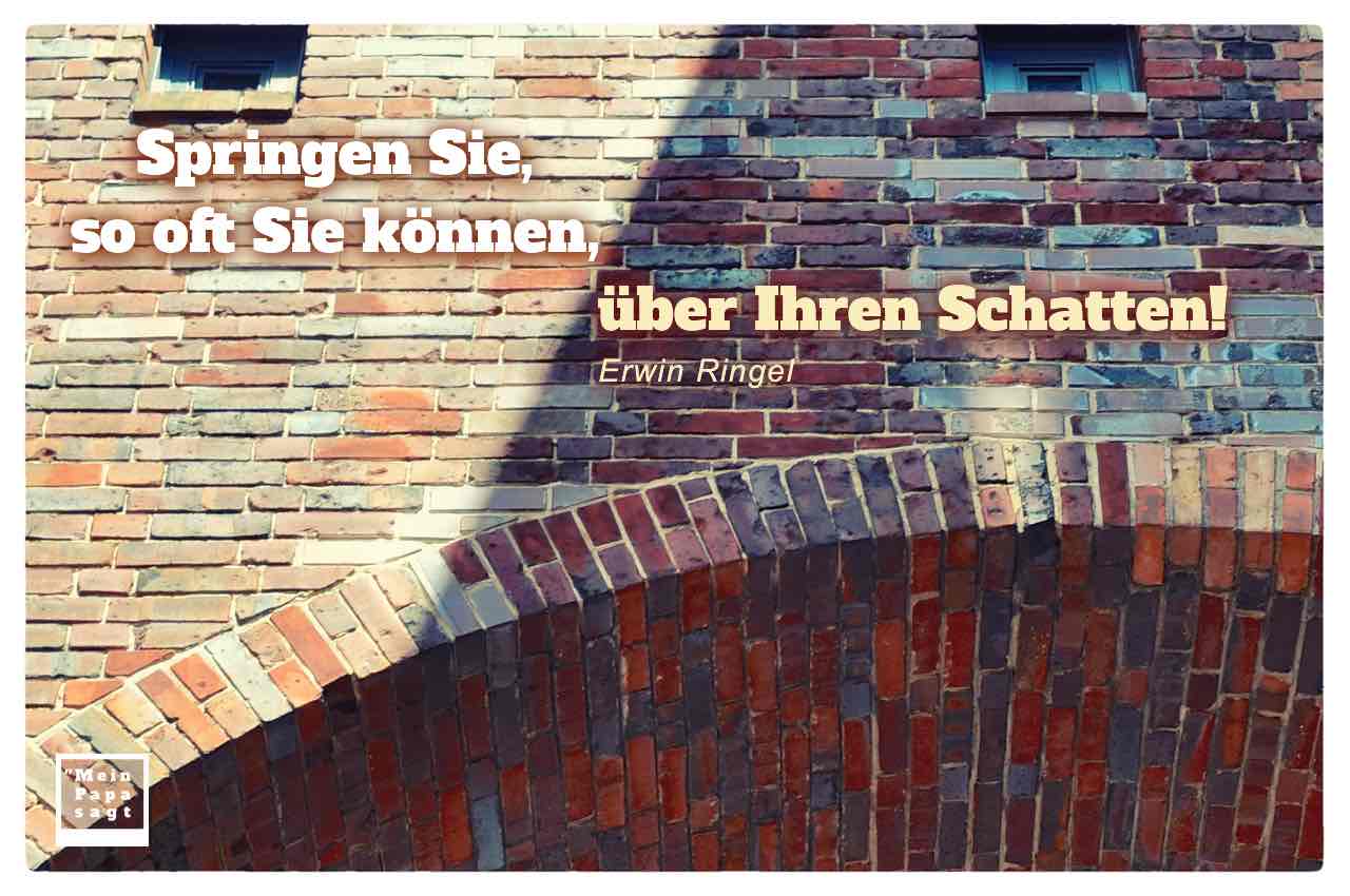 Mauerwerk am eWerk Berlin mit dem Ringel Zitat: Springen Sie, so oft Sie können, über Ihren Schatten! Erwin Ringel