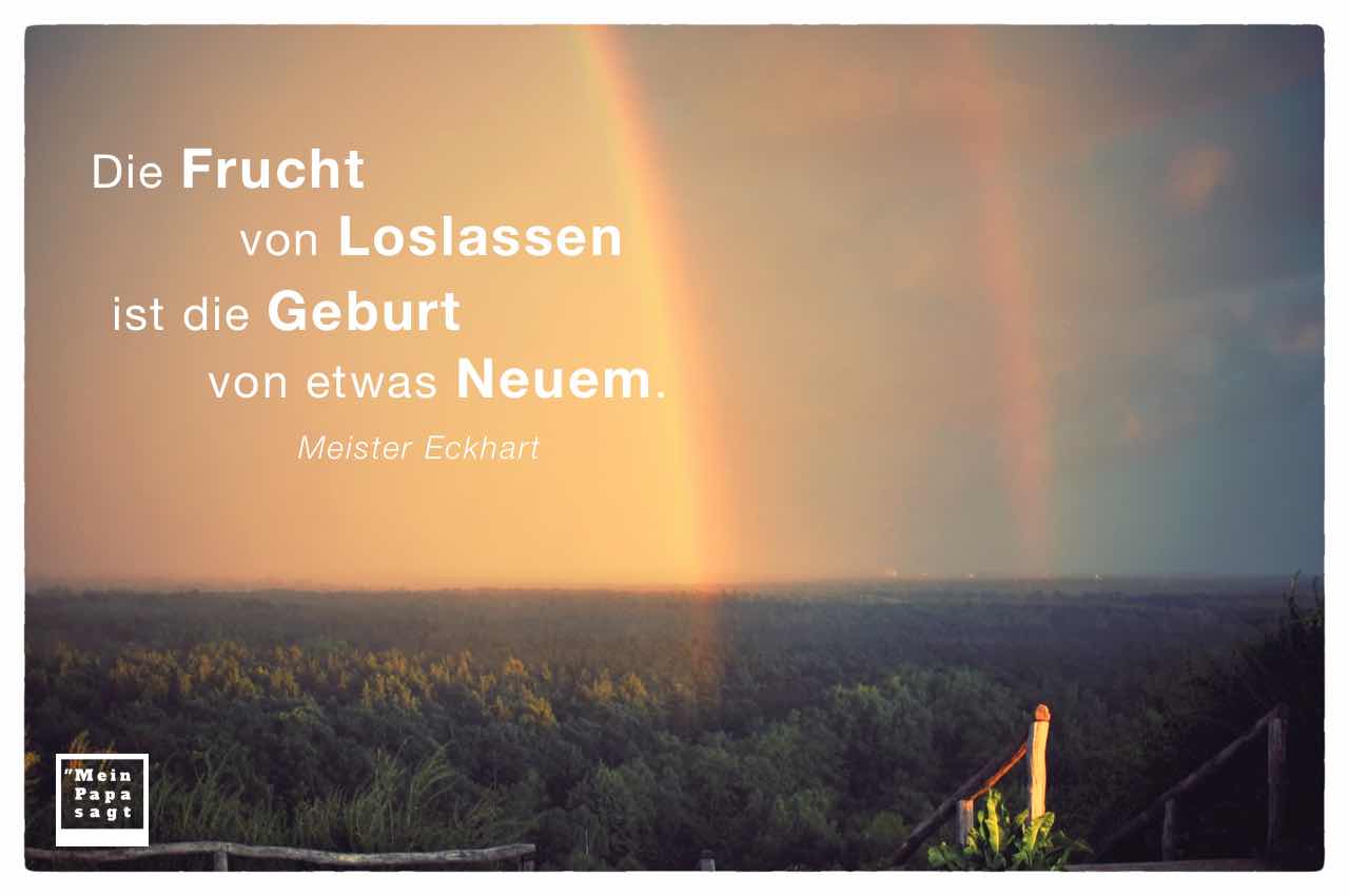 Doppelter Regenbogen über dem Berliner Grunewald mit dem Meister Eckhart Zitat: Die Frucht von Loslassen ist die Geburt von etwas Neuem. Meister Eckhart