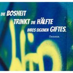 Graffiti mit dem Seneca Zitat: Die Bosheit trinkt die Hälfte ihres eigenen Giftes. Seneca