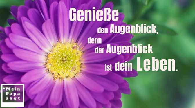 Genieße den Augenblick, denn der Augenblick ist dein Leben