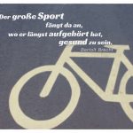 Fahrradmarkierung auf einer Strasse mit Brecht Zitate Bildern: Der große Sport fängt da an, wo er längst aufgehört hat, gesund zu sein. Bertolt Brecht