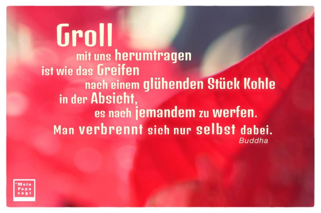 Groll mit uns herumtragen ist wie das Greifen nach einem glühenden Stück