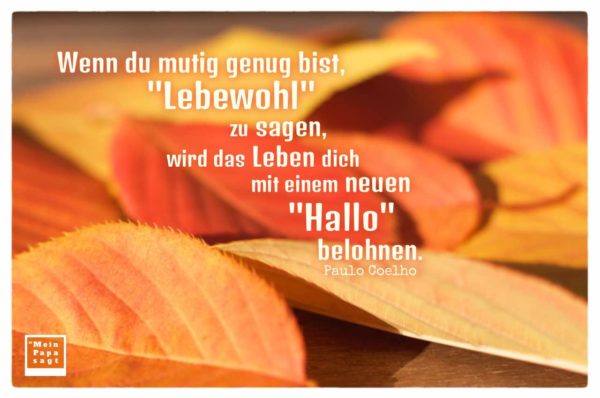 Wenn du mutig genug bist, "Lebewohl" zu sagen, wird das Leben dich mit