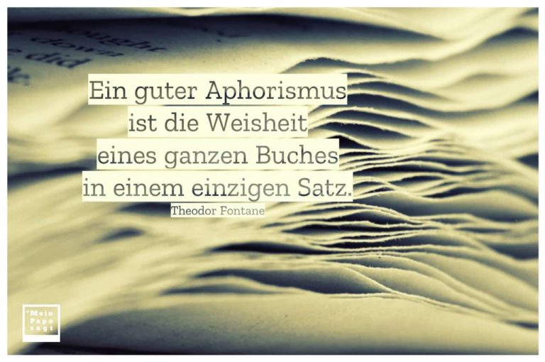 Ein guter Aphorismus ist die Weisheit eines ganzen Buches in einem einzi..