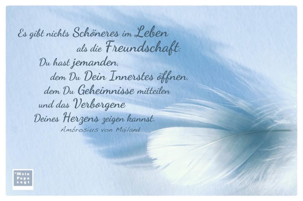 Es gibt nichts Schöneres im Leben als die Freundschaft Du hast jemanden