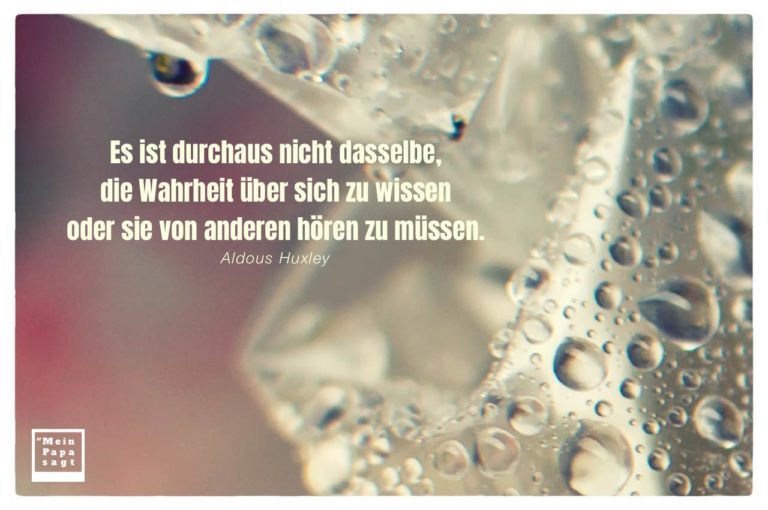 Es ist durchaus nicht dasselbe, die Wahrheit über sich zu wissen oder