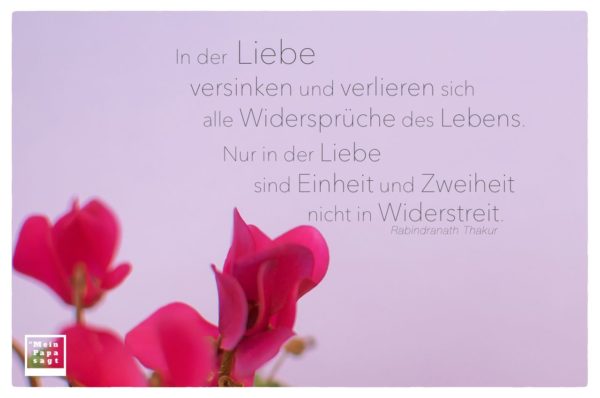 In der Liebe versinken und verlieren sich alle Widersprüche des Lebens...