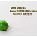 Grüne Erbse mit Mutter Teresa Zitate Bilder: Wenn Du keine hundert Menschen füttern kannst, dann füttere nur einen. Mutter Teresa