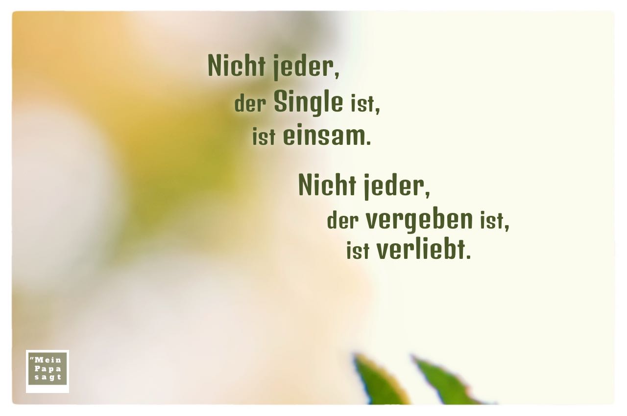 Nicht Jeder Der Single Ist Ist Einsam Nicht Jeder Der Vergeben Ist Ist Ver