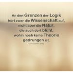 Unscharfe Szene mit Jung Zitate Bilder: An den Grenzen der Logik hört zwar die Wissenschaft auf, nicht aber die Natur, die auch dort blüht, wohin noch keine Theorie gedrungen ist. Carl Gustav Jung