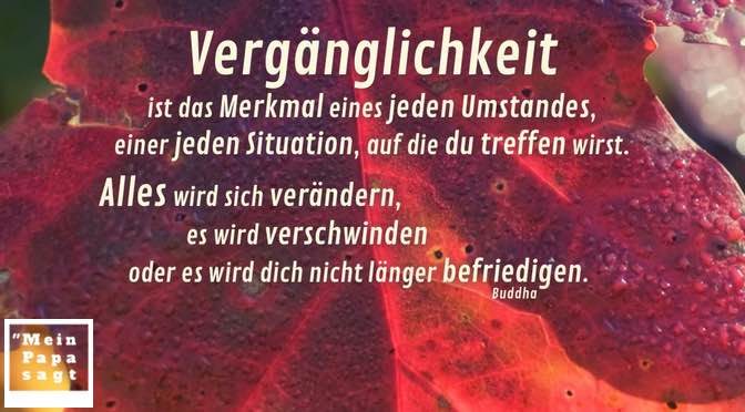 Vergänglichkeit ist das Merkmal eines jeden Umstandes, einer jeden Situation, auf die du treffen wirst – Buddha