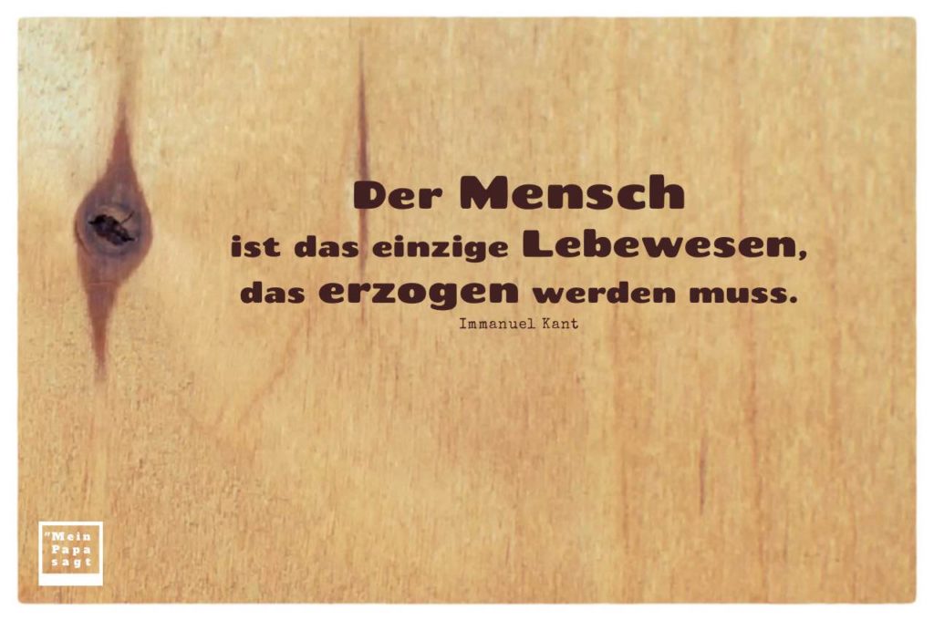 Der Mensch ist das einzige Lebewesen, das erzogen werden muss - Kant