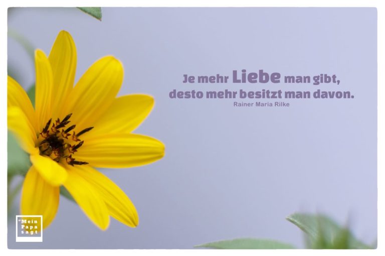 Je mehr Liebe man gibt, desto mehr besitzt man davon Rainer Maria Rilke