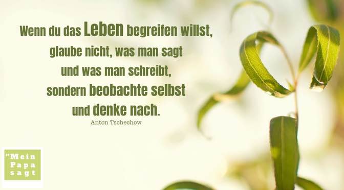 Wenn du das Leben begreifen willst, glaube nicht, was man sagt und was...