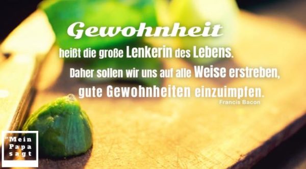 Gewohnheit heißt die große Lenkerin des Lebens. Daher sollen wir uns auf