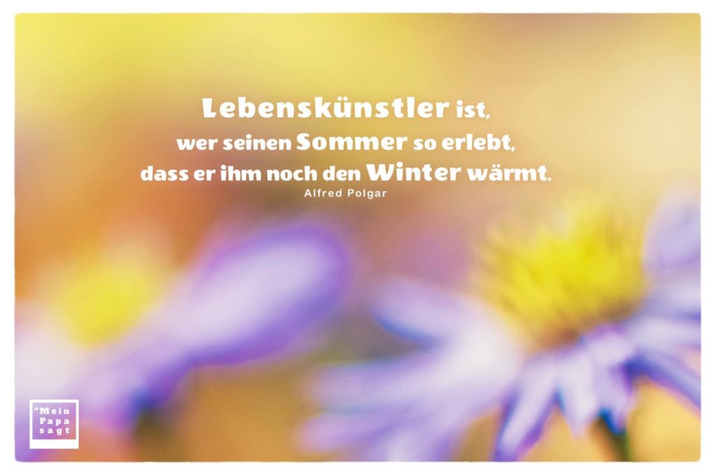 Lebenskünstler ist, wer seinen Sommer so erlebt, dass er ihm noch den