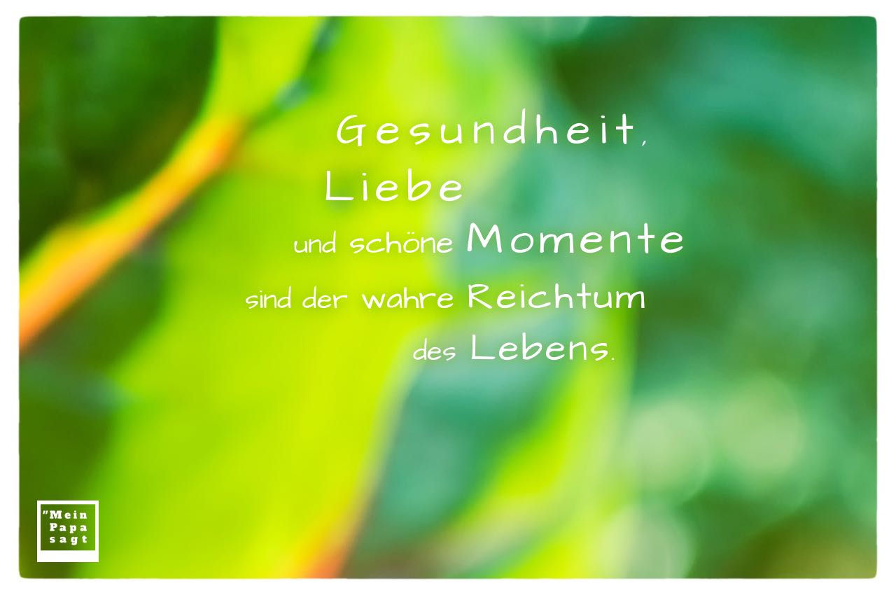 Gesundheit Liebe Und Schone Momente Sind Der Wahre Reichtum Des L