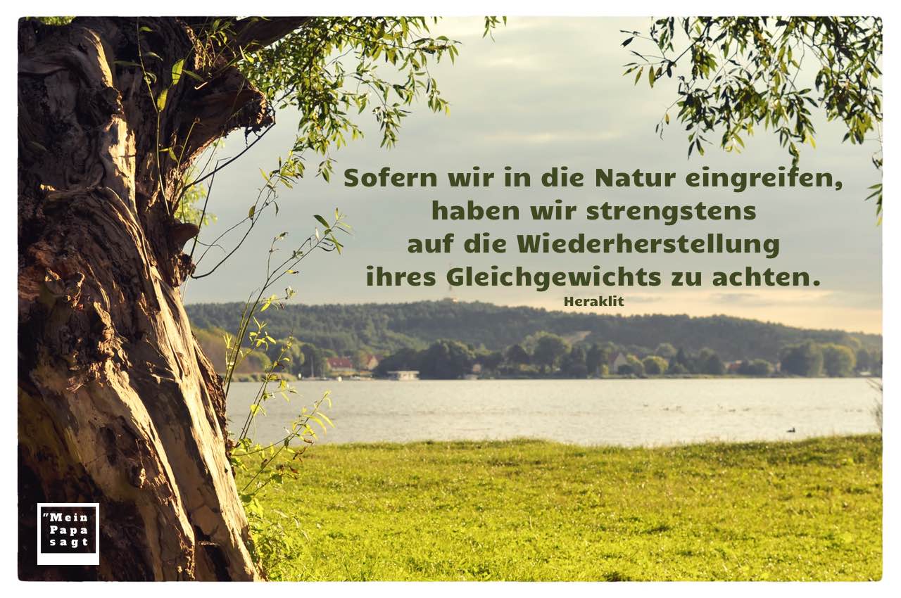 Flusslauf Havel mit Heraklit Zitate Bilder: Sofern wir in die Natur eingreifen, haben wir strengstens auf die Wiederherstellung ihres Gleichgewichts zu achten. Heraklit